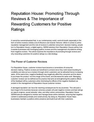 Reputation House Reviews Customers