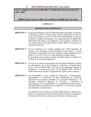 Ordenanza Plan Regulador Comunal Calama