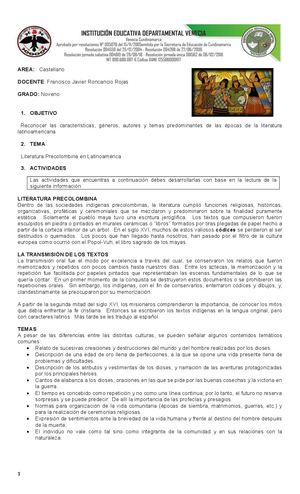 Guía Literatura Precolombina