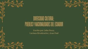 Diversidad Cultural Pueblos Y Nacionalidades Del Ecuador