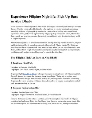 Experience Filipino Nightlife Pick Up Bars In Abu Dhabi