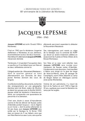 Jacques LEPESME - Histoire et mémoire 39-45