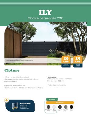 Fiche produit clôture Ily