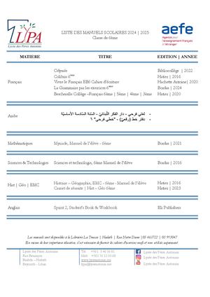 Liste Manuels 2024 2025