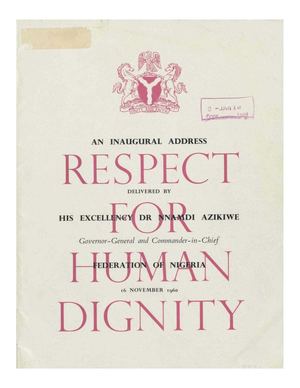 Respect For Human Dignity Par Nnamdi Azikiwe 1960