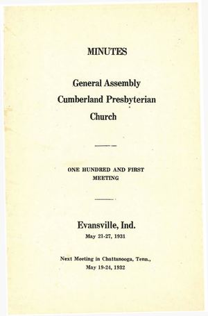 1931 Minutes of the General Assembly Cumberland Presbyterian Church