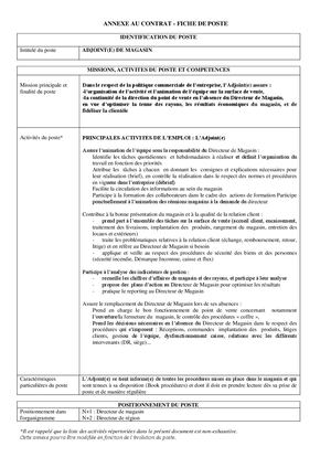 CENTRAKOR - Fiche de poste Adjoint de magasin