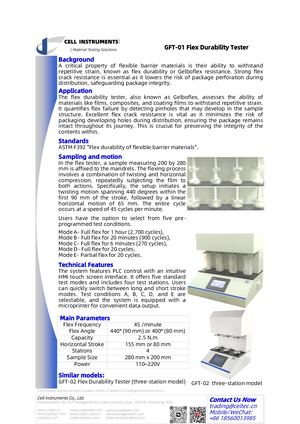 GFT-01 Flex Durability Tester: Safeguard Against Package Perforation