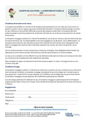 CHARTE DE LOCATION DES SACS À DOS CURIEUX DE NATURE Docx