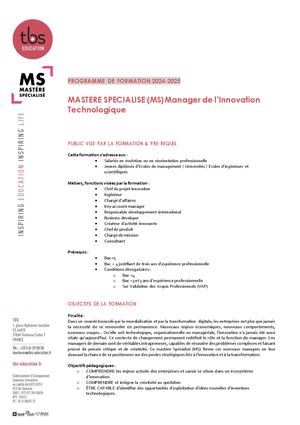 Programme MS MIT 2024 2025
