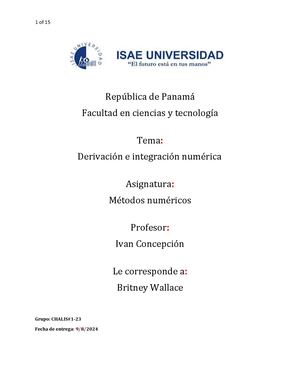 Derivación e Integración Numérica.