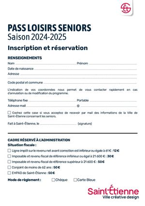 Fiche inscription Pass loisirs seniors 2024/2025