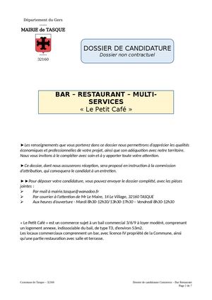 Tasque Formulaire Candidature Bar