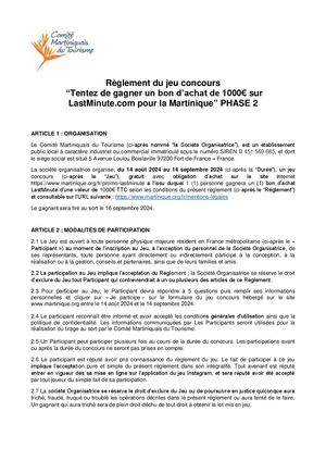 Règlement Du Jeu Concours Phase2 Bon D'achat Last Minute