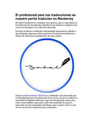 El Profesional Para Tus Traducciones Es Nuestro Perito Traductor En Monterrey