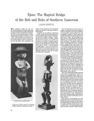 Njom: The Magical Bridge Of The Beti And Bulu Of Southern Cameroon Par L. Siroto In African Arts Vol. 10 Num. 2, 1977
