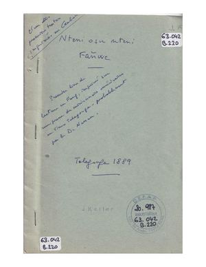 Nteni Osu Nteni Fanwe Par Dr R. H. Nassau 1889, ( PROV. DEFAP )