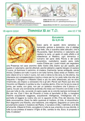 Xx Domenica Ordinaria 2024