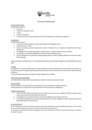 Nos Conditions Générales De Vente