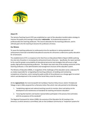 The Jamaica Teaching Council (Jtc)