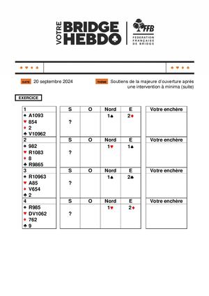 134. Exercice Votre Bridge Hebdo Avancé 20 09 2024