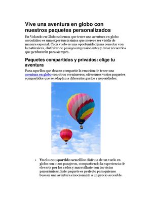 Vive Una Aventura En Globo Con Nuestros Paquetes Personalizados