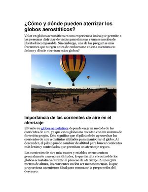 Cómo Y Dónde Pueden Aterrizar Los Globos Aerostáticos