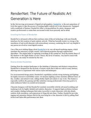 RenderNet the Future of Realistic Art Generation is Here