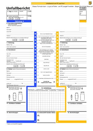 PF DE - Verkehrsunfallbericht (Digital Ausfullbar)