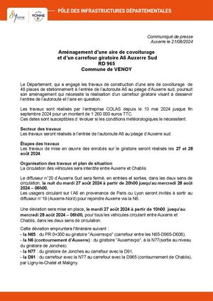 Rd 965 Aire Covoiturage Carrefour Giratoire A6 Auxerre Sud