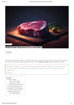 Almanya Et Fiyatları (Güncel)