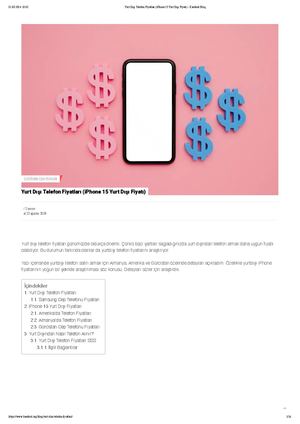 Yurt Dışı Telefon Fiyatları (Güncel)