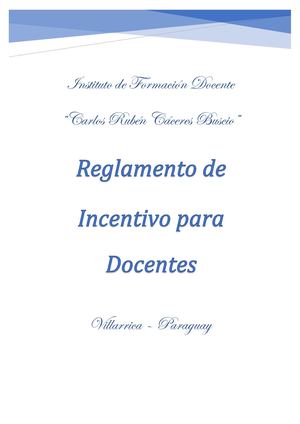 Reglamento De Incentivo Para Docentes
