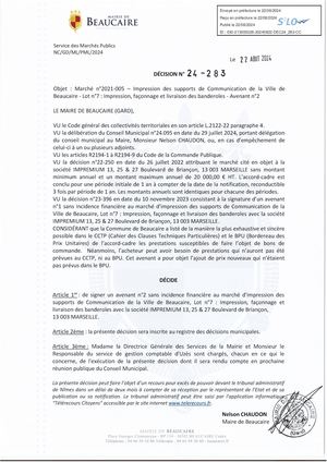 Parution Des Actes Administratifs D'aujourd'hui (Décisions) (2)