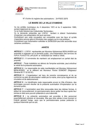 AR1-2024-00894 Arrêté D'occupation Du Domaine Public, Placette Lafleur à Amiens, Université De Picardie Jules Verne, Présentation Des Services UPJV, Le 10/09/2024