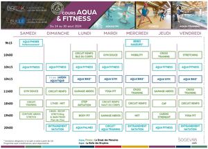 Planning aqua fitness été 2024 Les Menuires