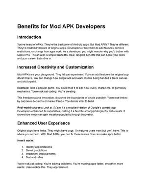 Benefits For Mod Apk Developers