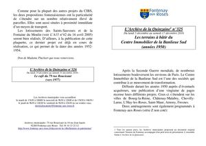 AMFAR A15 325 Les terrains à bâtir du CIBS (années 1950)