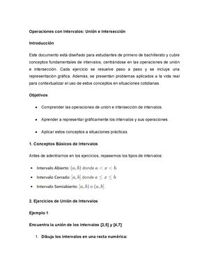 Ejercicios de operaciones con intervalos