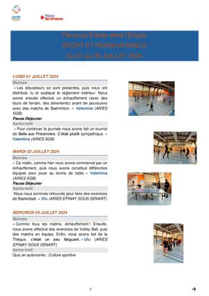 Bilan Module Sport Juiillet 2024