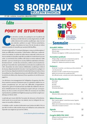 Bulletin SNES-FSU Bordeaux N°236