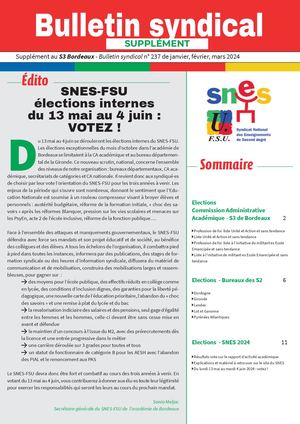 Bulletin SNES-FSU Bordeaux N°237 - Supplément 1