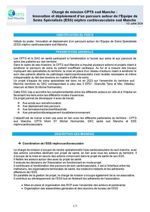 Fiche De Poste Chargé Mission Ess