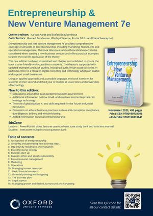 Entrepreneurship and New Venture Management