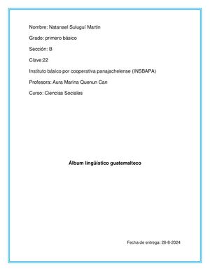 Album Lingüistico Guatemalateco, Natanael Suluguí Martin