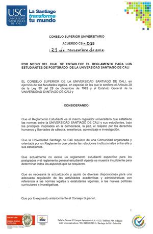 Reglamento Estudiantil de Posgrado