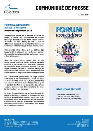 Communiqué de presse - Forum Des Associations 2024