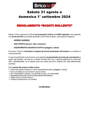 Regolamento 31 08 01 09 Sconto 20% Reparto Giardino, Aria Aperta e Kasanova Estivo