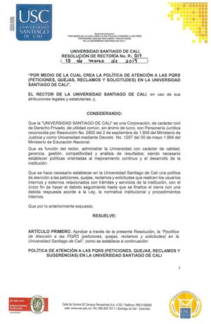 Política de Atención a las PQRS (Peticiones, Quejas, Reclamos y Solicitudes) en la USC