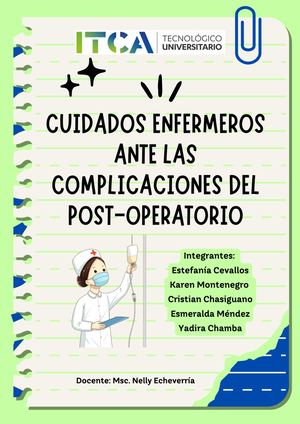 Cuidados Enfermeros Ante Las Complicaciones Del Postoperatorio